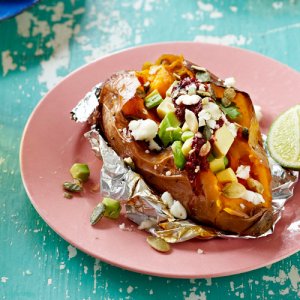 sweet potatoes with avocado and lime
